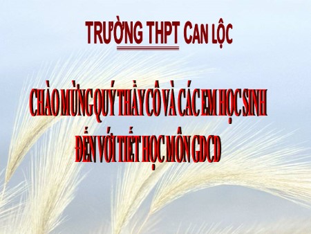 Bài giảng Giáo dục công dân Lớp 10 - Bài 12: Công dân với tình yêu, hôn nhân và gia đình (Tiết 2) - Trường THPT Can Lộc