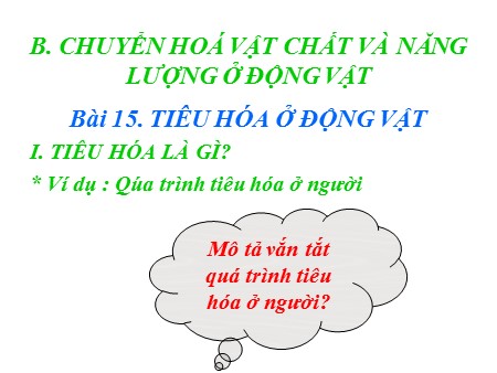 Bài giảng Sinh học Lớp 11 - Bài 15: Tiêu hóa ở động vật