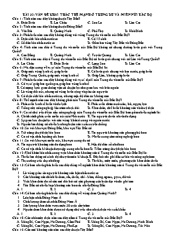 Bài tập Chuyên đề Địa lí Lớp 12 - Bài 32: Vấn đề khai thác thế mạnh ở trung du và miền núi Bắc Bộ