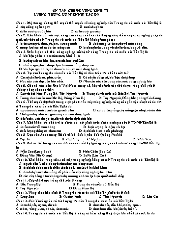 Bài tập Chuyên đề Địa lí Lớp 12 - Chủ đề vùng kinh tế