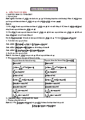 Bài tập Chuyên đề môn Toán Lớp 12 - Nguyên hàm
