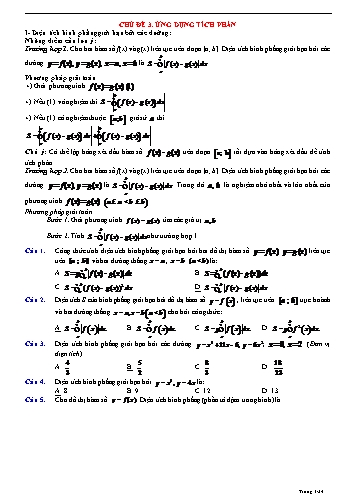 Bài tập Chuyên đề môn Toán Lớp 12 - Ứng dụng tích phân (Có lời giải)