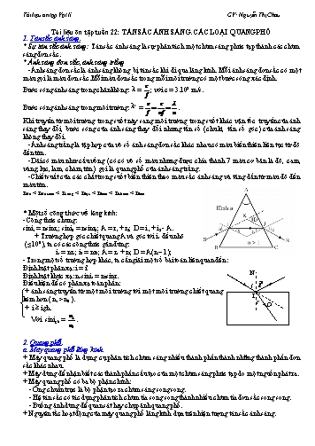 Bài tập Chuyên đề Vật lí Lớp 12 - Tuần 22: Tán sắc ánh sáng. Các loại quang phổ - Nguyễn Thị Châu