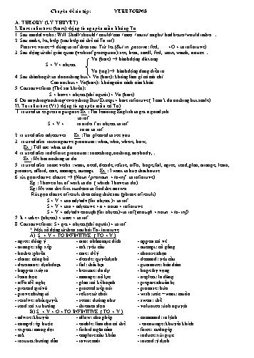 Chuyên đề ôn tập Tiếng Anh Lớp 10 - Verb Forms