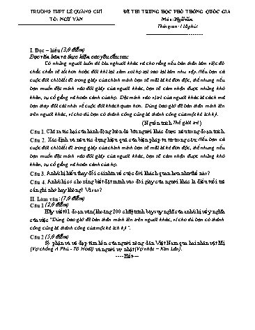 Đề thi THPT Quốc gia môn Ngữ văn - Trường THPT Lê Quảng Chí - Đề 5 (Có đáp án)