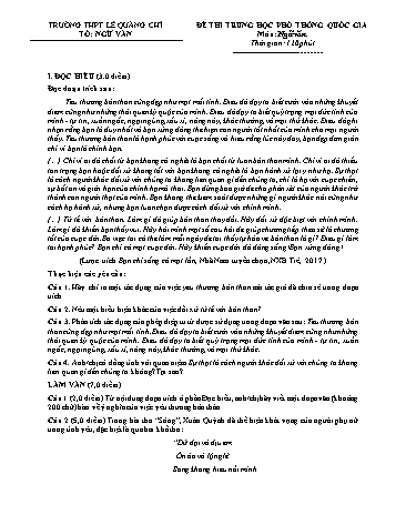 Đề thi THPT Quốc gia môn Ngữ văn - Trường THPT Lê Quảng Chí - Đề 4 (Có đáp án)