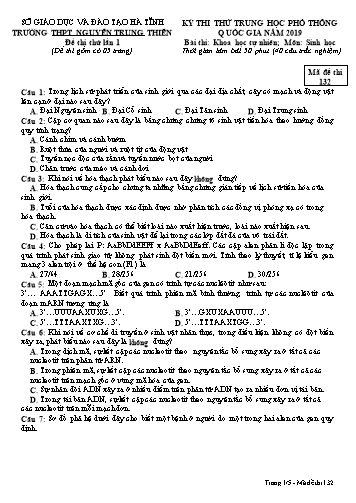 Đề thi thử lần 1 môn Sinh học - Kỳ thi thử THPT Quốc gia năm 2019 - Trường THPT Nguyễn Trung Thiên - Mã đề 132 (Kèm đáp án)