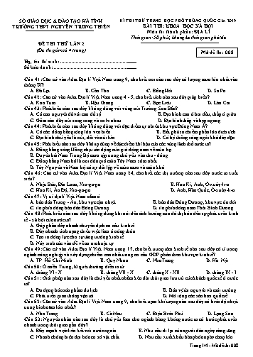 Đề thi thử môn Địa lí - Kỳ thi thử THPT Quốc gia năm 2019, Lần 2 - Trường THPT Nguyễn Trung Thiên - Mã đề 008 (Kèm đáp án)