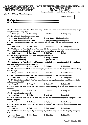 Đề thi thử môn Địa lí - Kỳ thi thử THPT Quốc gia năm 2020 - Trường THPT Nguyễn Trung Thiên, Trường THPT Nguyễn Đình Liễn - Mã đề 002 (Kèm đáp án)