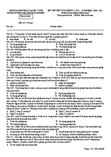 Đề thi thử môn GDCD - Kỳ thi thử Tốt nghiệp lần 1 - Năm học 2020-2021 - Trường THPT Nguyễn Trung Thiên - Mã đề 008 (Kèm đáp án)