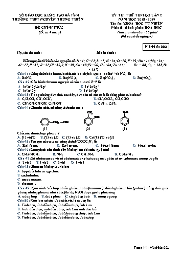 Đề thi thử môn Hóa học - Kỳ thi thử THPT Quốc gia lần 2 - Năm học 2018-2019 - Trường THPT Nguyễn Trung Thiên - Mã đề 003 (Kèm đáp án)