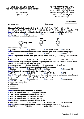 Đề thi thử môn Hóa học - Kỳ thi thử THPT Quốc gia lần 2 - Năm học 2018-2019 - Trường THPT Nguyễn Trung Thiên - Mã đề 005 (Kèm đáp án)