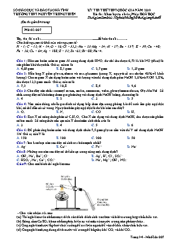 Đề thi thử môn Hóa học - Kỳ thi thử THPT Quốc gia năm 2019 - Trường THPT Nguyễn Trung Thiên - Mã đề 007 (Kèm đáp án)