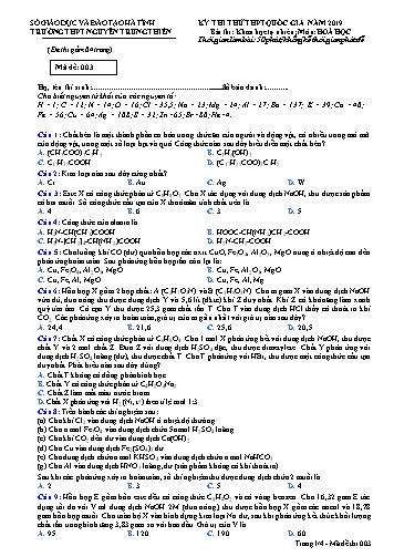 Đề thi thử môn Hóa học - Kỳ thi thử THPT Quốc gia năm 2019 - Trường THPT Nguyễn Trung Thiên - Mã đề 003 (Kèm đáp án)