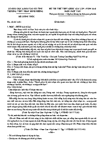 Đề thi thử THPT Quốc gia lần 1 năm 2018 môn Ngữ văn - Trường THPT Phan Đình Phùng (Kèm đáp án)