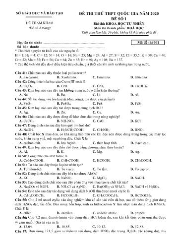 Đề thi thử THPT Quốc gia môn Hóa học - Mã đề 001 (Có đáp án)