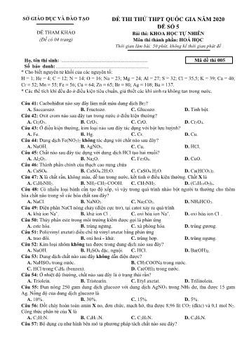 Đề thi thử THPT Quốc gia môn Hóa học - Mã đề 005 (Có đáp án)