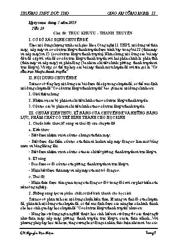 Giáo án Công nghệ 11 - Tiết 29: Trục khuỷu - Thanh truyền - Nguyễn Văn Niệm