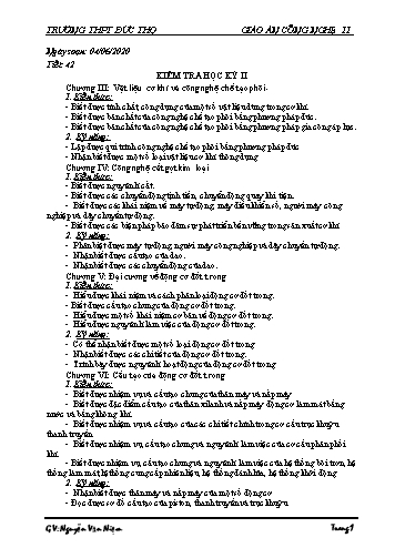 Giáo án Công nghệ 11 - Tiết 42: Kiểm tra học kỳ II - Nguyễn Văn Niệm