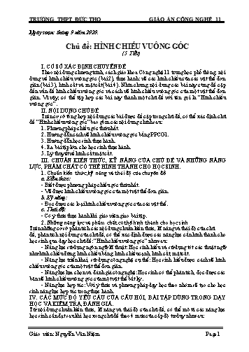 Giáo án Công nghệ Lớp 11 - Hình chiếu vuông góc (5 tiết) - Nguyễn Văn Niệm