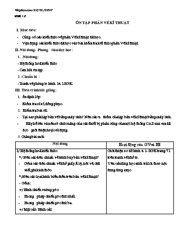 Giáo án Công nghệ Lớp 11 - Tiết 16: Ôn tập phần vẽ kĩ thuật - Năm học 2019-2020