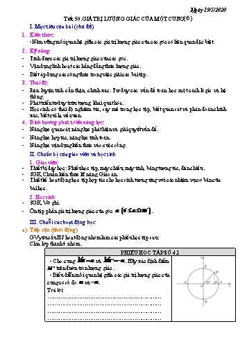 Giáo án Đại số Lớp 10 - Tiết 50+51: Giá trị lượng giác của một cung, Bài tập Giá trị lượng giác của một cung
