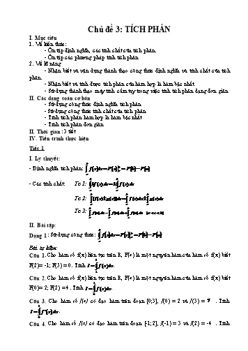 Giáo án ôn thi THPT Quốc gia môn Toán - Tích phân
