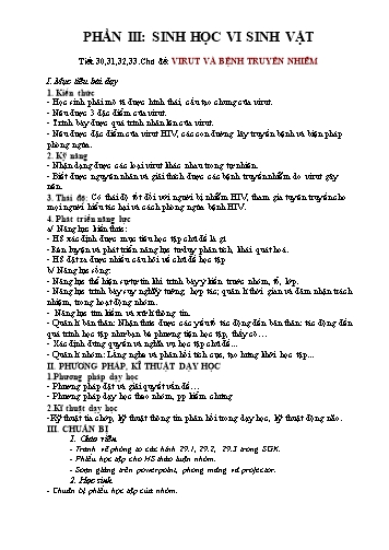 Giáo án Sinh học Lớp 10 - Tiết 30-33: Virut và bệnh truyền nhiễm
