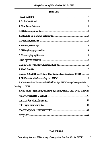 Sáng kiến kinh nghiệm Hóa học Lớp 11- Vận dụng dạy học STEM trong chương trình hóa học lớp 11 THPT - Năm học 2019-2020