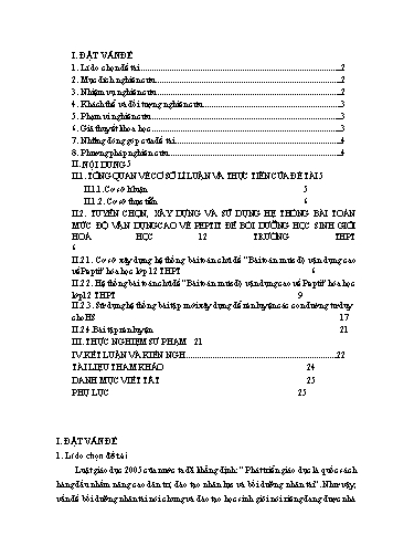 Sáng kiến kinh nghiệm Hóa học Lớp 12 - Tuyển chọn, xây dựng và sử dụng hệ thống bài toán mức độ vận dụng cao về peptit để bồi dưỡng học sinh giỏi Hóa học THPT