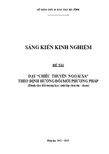 Sáng kiến kinh nghiệm môn Ngữ văn Lớp 12 - Dạy Chiếc thuyền ngoài xa theo định hướng đổi mới phương pháp (Dành cho đối tượng học sinh lớp chuyên-chọn)