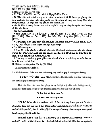 Tài liệu ôn tập Ngữ văn Lớp 11 - Tuần 24 - Từ ấy (Tố Hữu) - Năm học 2019-2020