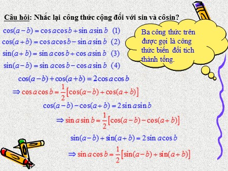 Bài giảng Đại số 10 - Tiết 53, Bài 3: Công thức lượng giác (Tiết 2) Bài giảng Đại số 10 - Tiết 53, Bài 3: Công thức lượng giác (Tiết 2)