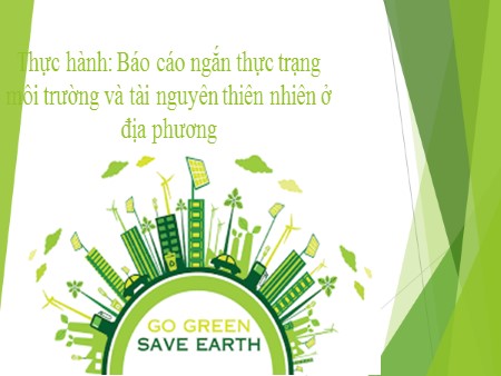 Bài giảng Địa lý 10 - Tiết 48: Thực hành Báo cáo ngắn thực trạng môi trường và tài nguyên thiên nhiên ở địa phương