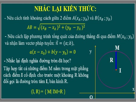 Bài giảng Hình học 10 - Tiết 33, Bài 2: Phương trình đường tròn (Tiết 1)