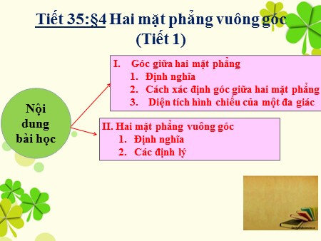 Bài giảng Hình học 11 - Tiết 35, Bài 4: Hai mặt phẳng vuông góc (Tiết 1)