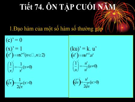 Bài giảng Toán Lớp 11 - Tiết 74: Ôn tập cuối năm