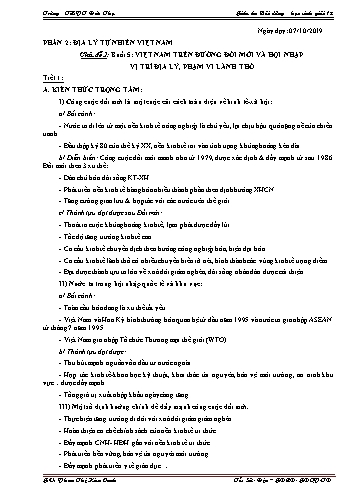 Giáo án bồi dưỡng học sinh giỏi môn Địa lý Lớp 12 - Buổi 5 - Năm học 2019-2020 - Phan Thị Kim Oanh
