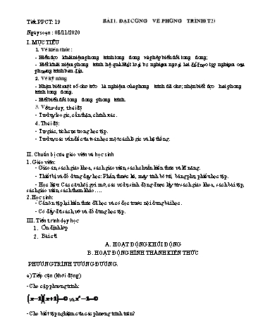 Giáo án Đại số Lớp 10 - Tiết 19+20: Đại cương về phương trình