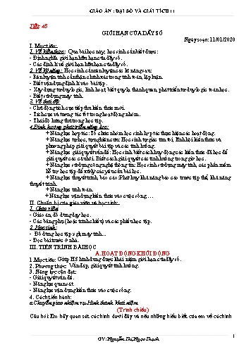 Giáo án Đại số và Giải tích 11 - Tiết 48: Giới hạn của dãy số - Nguyễn Thị Ngọc Thạch