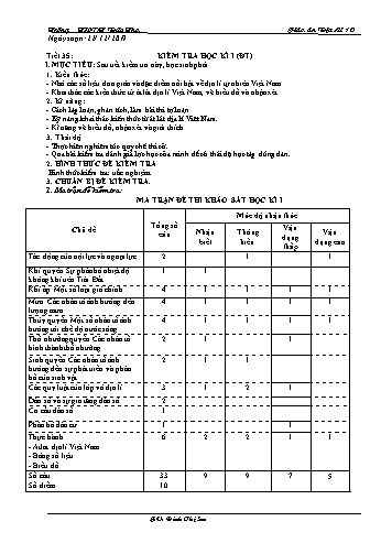 Giáo án Địa lí 10 - Tiết 35: Kiểm tra học kì I - Đinh Thị Sen