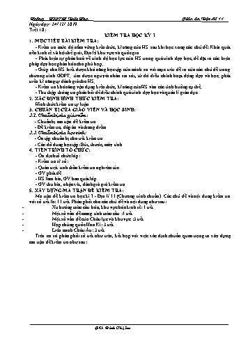 Giáo án Địa lí 11 - Tiết 18: Kiểm tra học kỳ I - Đinh Thị Sen