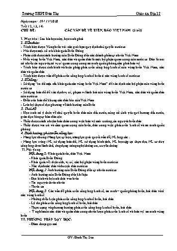 Giáo án Địa lý 12 - Tiết 12,13,14: Các vấn đề về Biển, Đảo Việt Nam (3 tiết) - Đinh Thị Sen