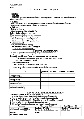 Giáo án Giải tích 11 - Tiết 3, Bài 1: Hàm số lượng giác (Tiết 2) - Năm học 2019-2020