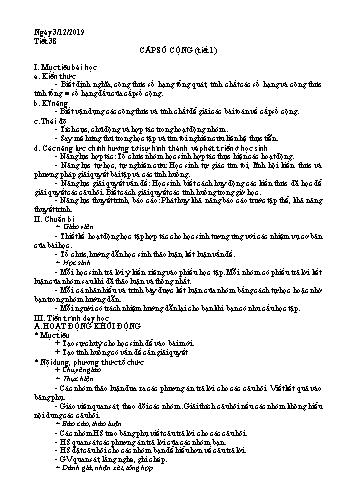 Giáo án Giải tích 11 - Tiết 38: Cấp số cộng (Tiết 1) - Năm học 2019-2020