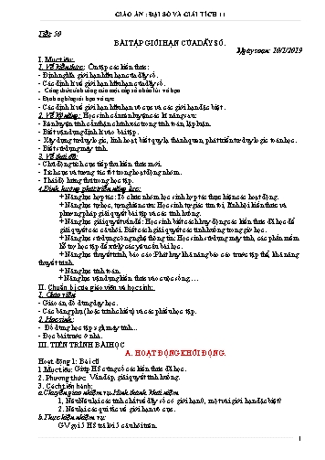 Giáo án Giải tích 11 - Tiết 50: Bài tập giới hạn của dãy số Giáo án Giải tích 11 - Tiết 50: Bài tập giới hạn của dãy số