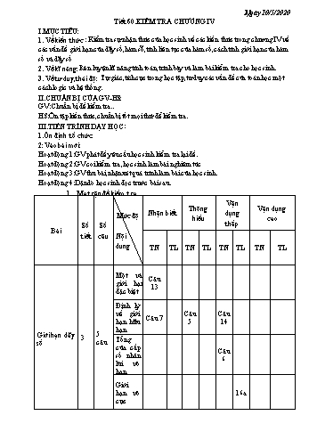 Giáo án Giải tích 11 - Tiết 60+62+64 - Năm học 2019-2020 Giáo án Giải tích 11 - Tiết 60+62+64 - Năm học 2019-2020