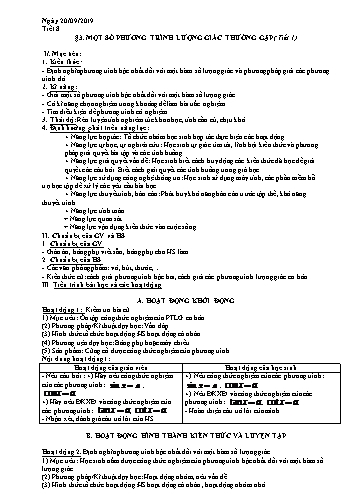 Giáo án Giải tích 11 - Tiết 8, Bài 3: Một số phương trình lượng giác thường gặp (Tiết 1) - Năm học 2019-2020