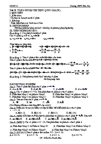 Giáo án Giải tích 12 - Tiết 78: Tổng ôn tập thi THPT Quốc gia (Tiết 7) - Trần Thị Thanh Mại