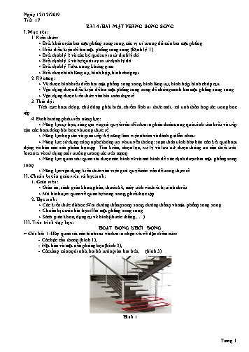 Giáo án Hình học 11 - Tiết 17, Bài 4: Hai mặt phẳng song song - Năm học 2019-2020